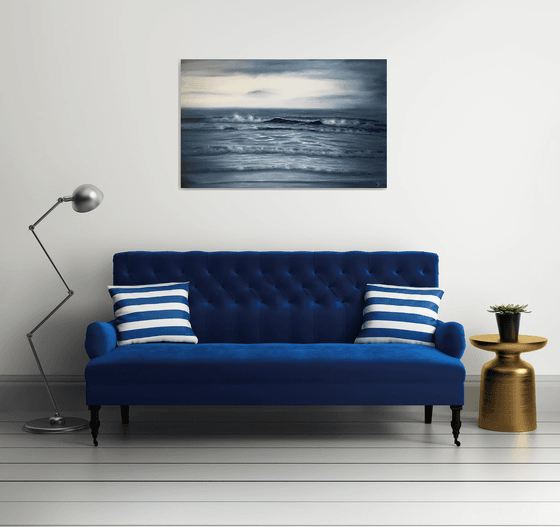 Looking into Eternity, large monochromatic ocean painting