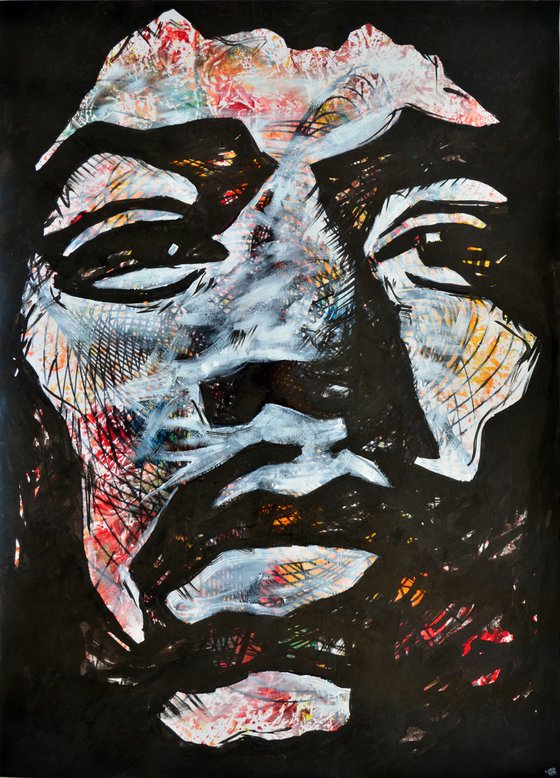 Jimi Hendrix Portrait - Vibrations Mixed Media Modern New Contemporary Abstract Art