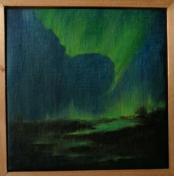 Sky Magic - Aurora Borealis, Miniature painting