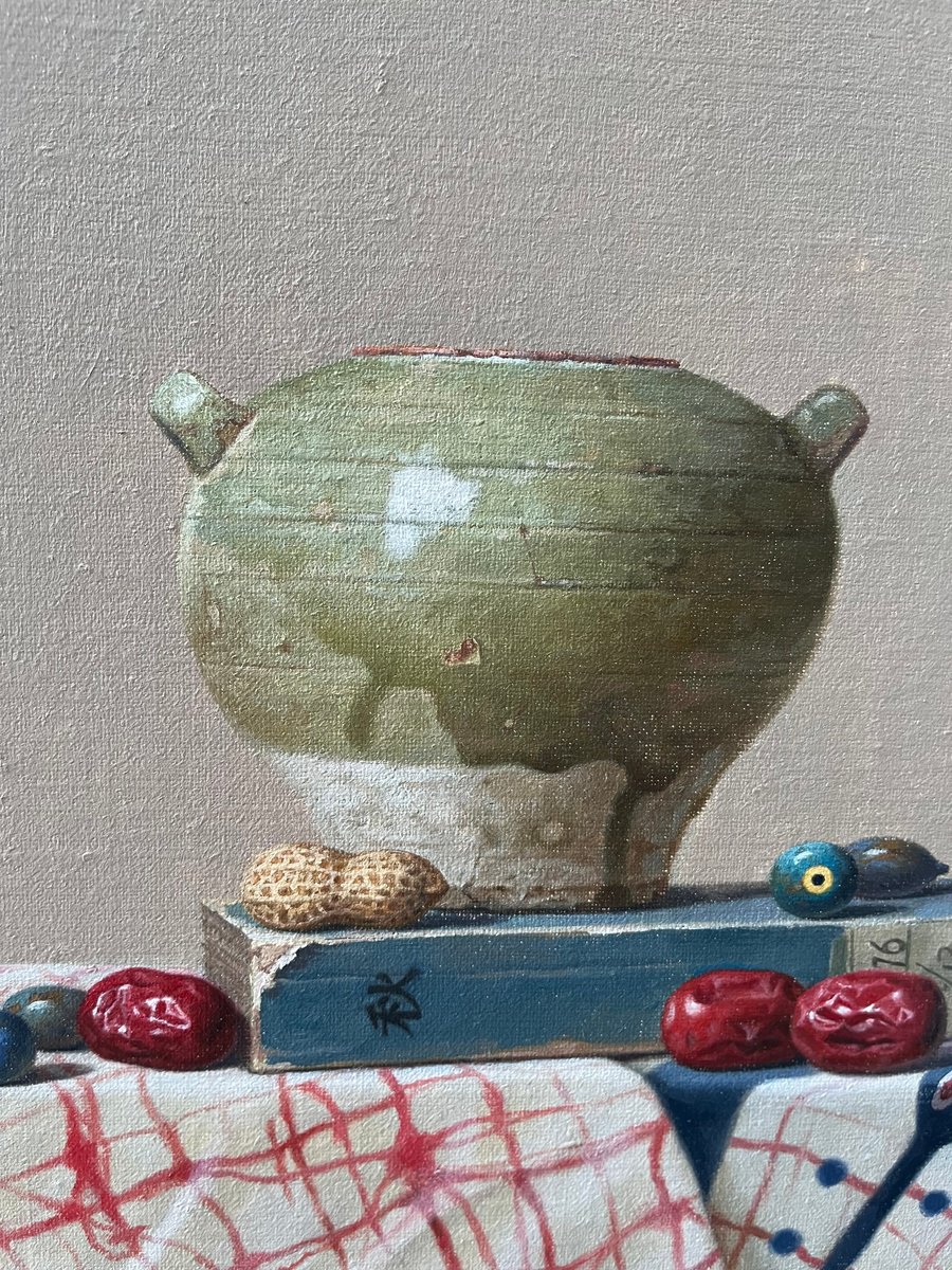 Photorealistic Still Life Oil Painting By Kunlong Wang, 24 X 31", Still Life:zen Art C217, Original Artwork