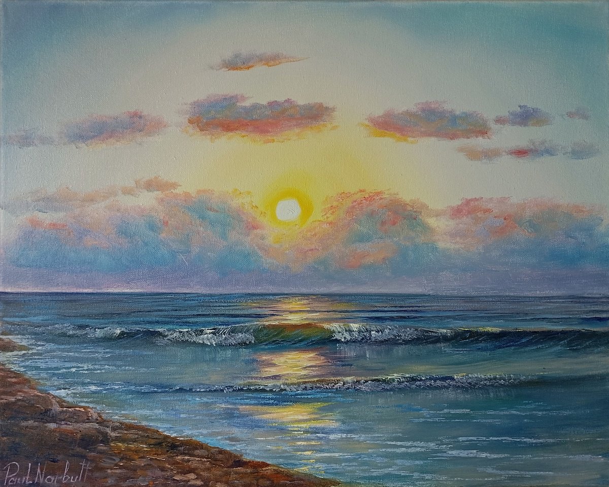 Photorealistic Landscape Oil Painting By Paul Narbutt, 20 X 16", The Last Glow, Original Artwork