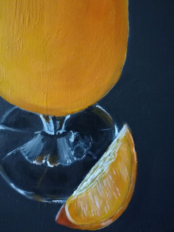 Orange juice, still life, fruit, oil painting, wall decor