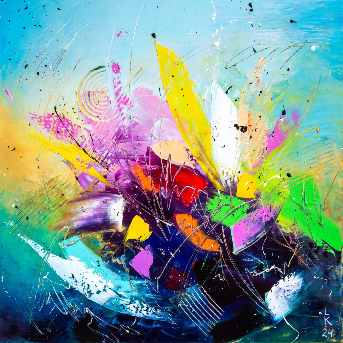 Abstract Oil Painting By Liubov Kuptsova, 24 X 24", Whispers Of Infinity, Original Artwork