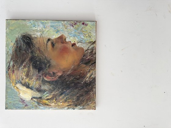 girl with a white hairpin