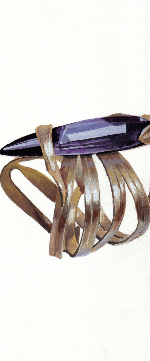Amethyst Art Nouveau style ring by Anastasia Terskih