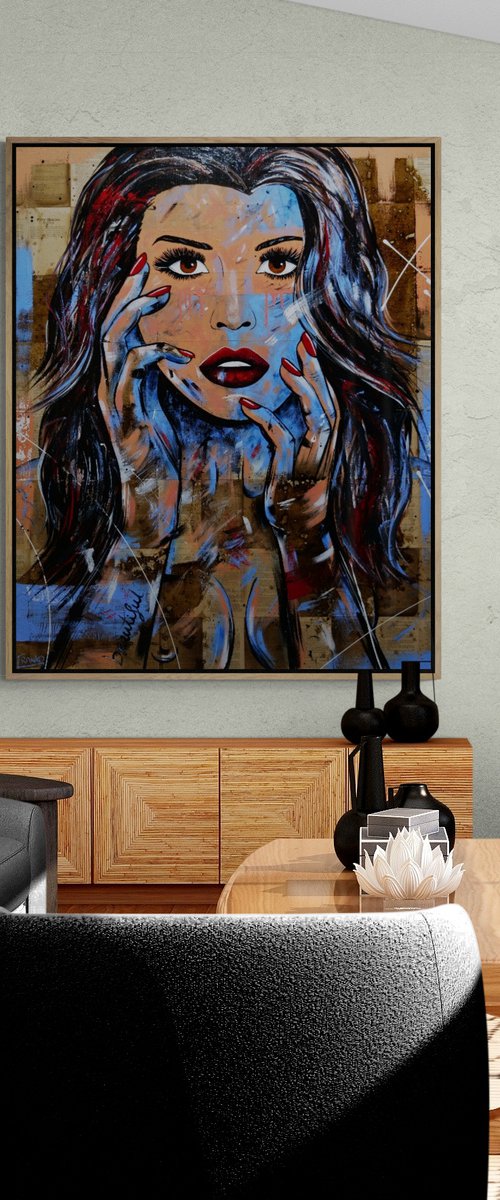 Fifty Shades of Raven 120cm x 150cm Sexy Nude Book Page Abstract Realism Art by Franko