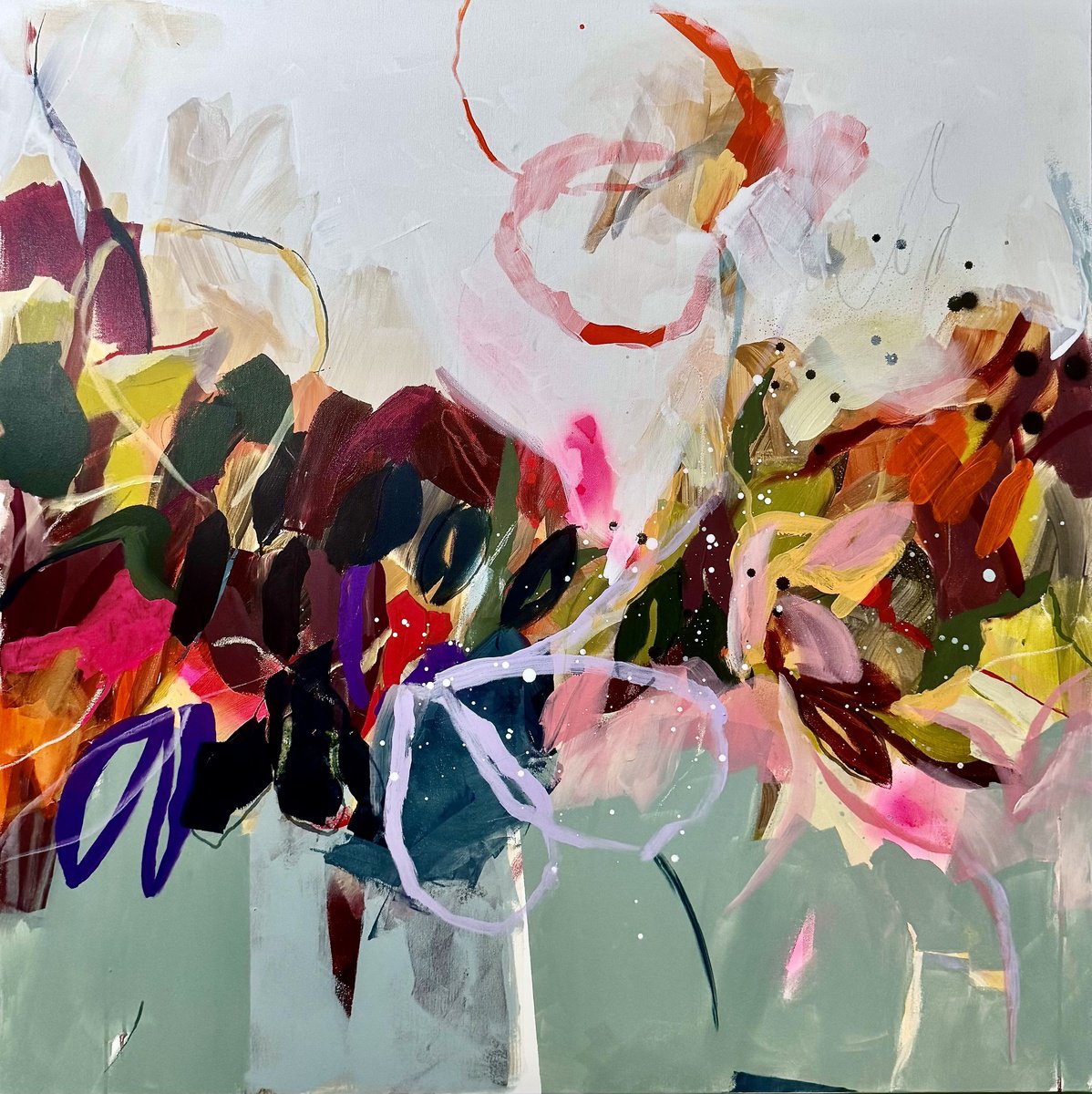 Abstract Acrylic Painting By Tanya Lytko, 39 X 39", "Between Seasons", Original Artwork