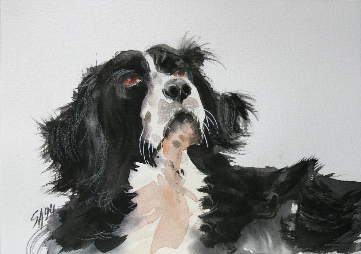 Impressionistic Animal Watercolour By Salana Art / Svetlana Samovarova, 8 X 6", Dog, Original Artwork