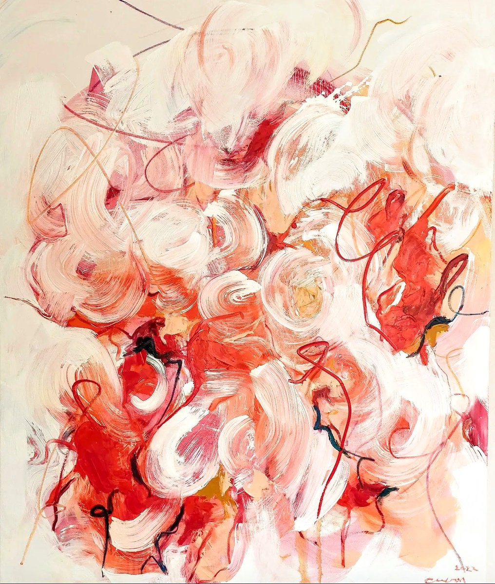 Abstract Oil Painting By Cristian Cuevas, 39 X 47, Electron Field, Original Artwork