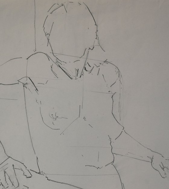 Study of a female Nude - Life Drawing No 513