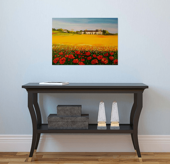 Spring  - original painting -countryside landscape