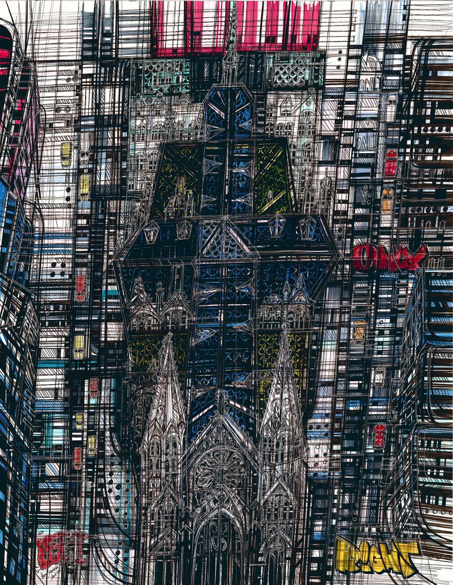 Impressionistic Drawing , New York. St.patrick
