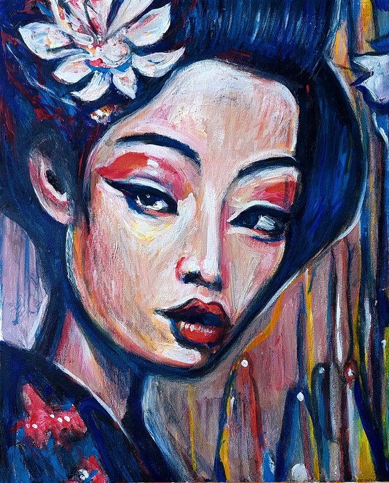 Geisha with Flower