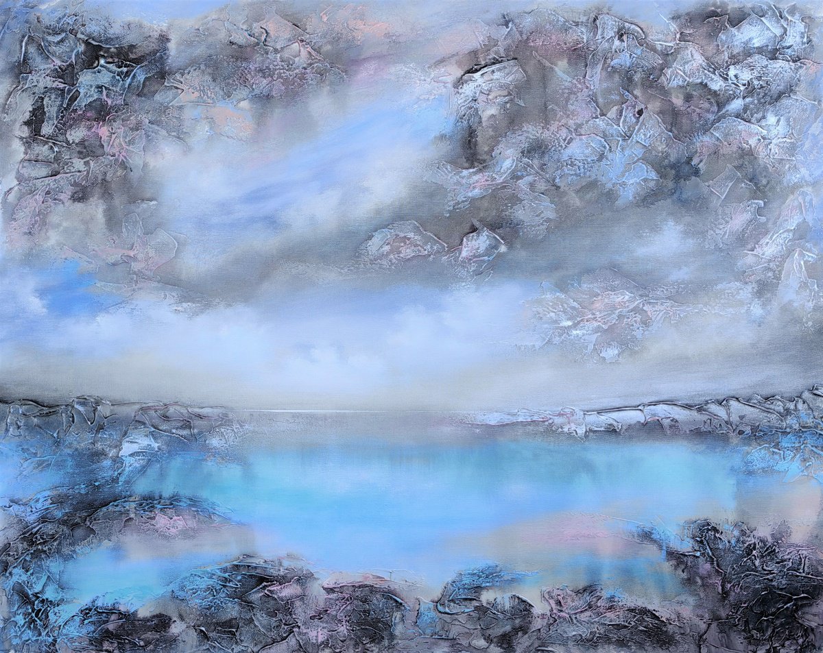 Abstract Painting By Vera Hoi, 39 X 31", "Symphony Of Gray", Original Artwork