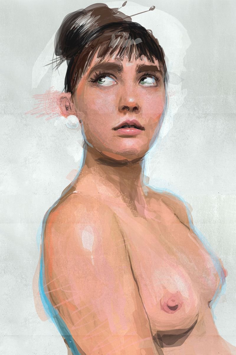 Impressionistic Portrait Acrylic Painting By Dario Moschetta, 24 X 35, Portrait 402, Original Artwork