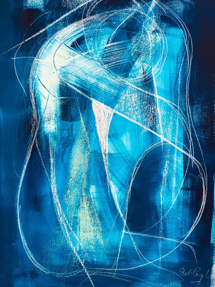 Abstract Painting By Shabs Beigh, 23 X 33", Entwined Soul, Original Artwork