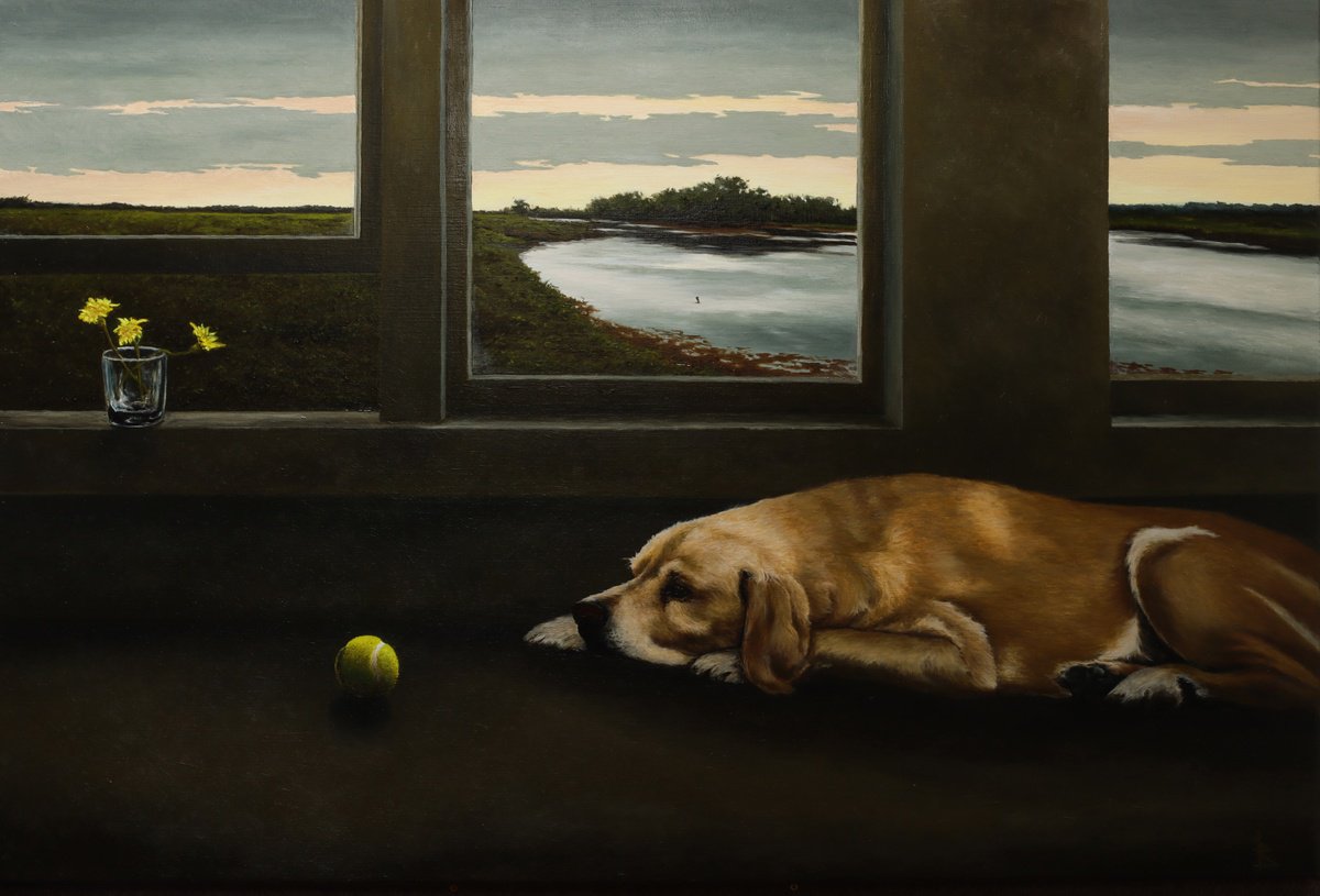 Impressionistic Animal Oil Painting By Oleg Baulin, 47 X 31", The Evening, Original Artwork