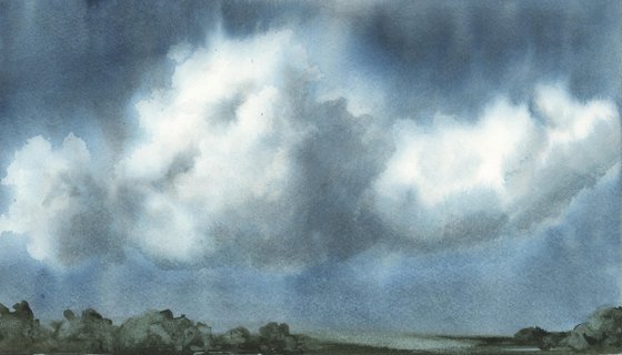 Watercolour Cloud Painting - Original by UK Artist