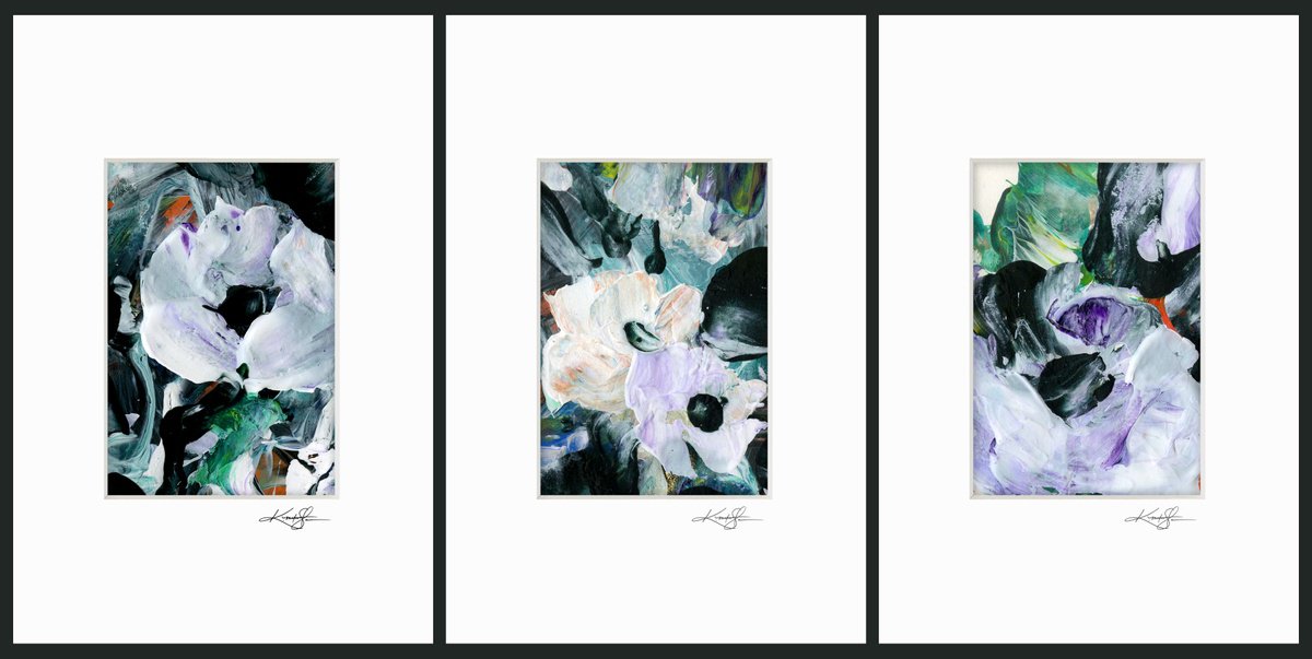 Abstract Botanical Painting By Kathy Morton Stanion, 12 X 6", Blossoms Of Love Collection 1, Original Artwork