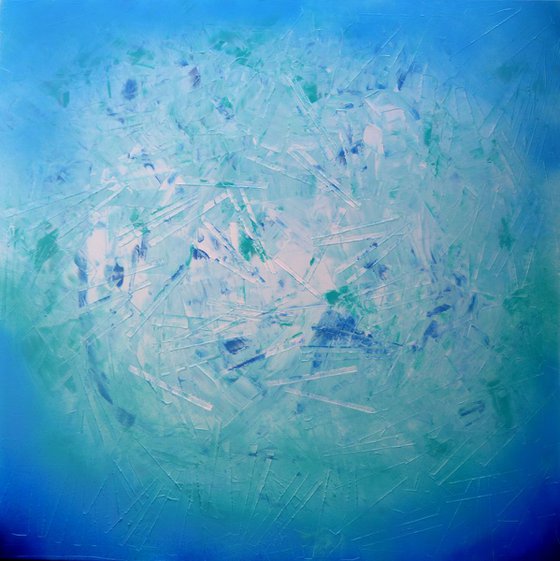 Tranquil IV - XL 100x100x4 cm Big Painting,  Large Abstract Painting - Ready to Hang, Canvas Wall Decoration