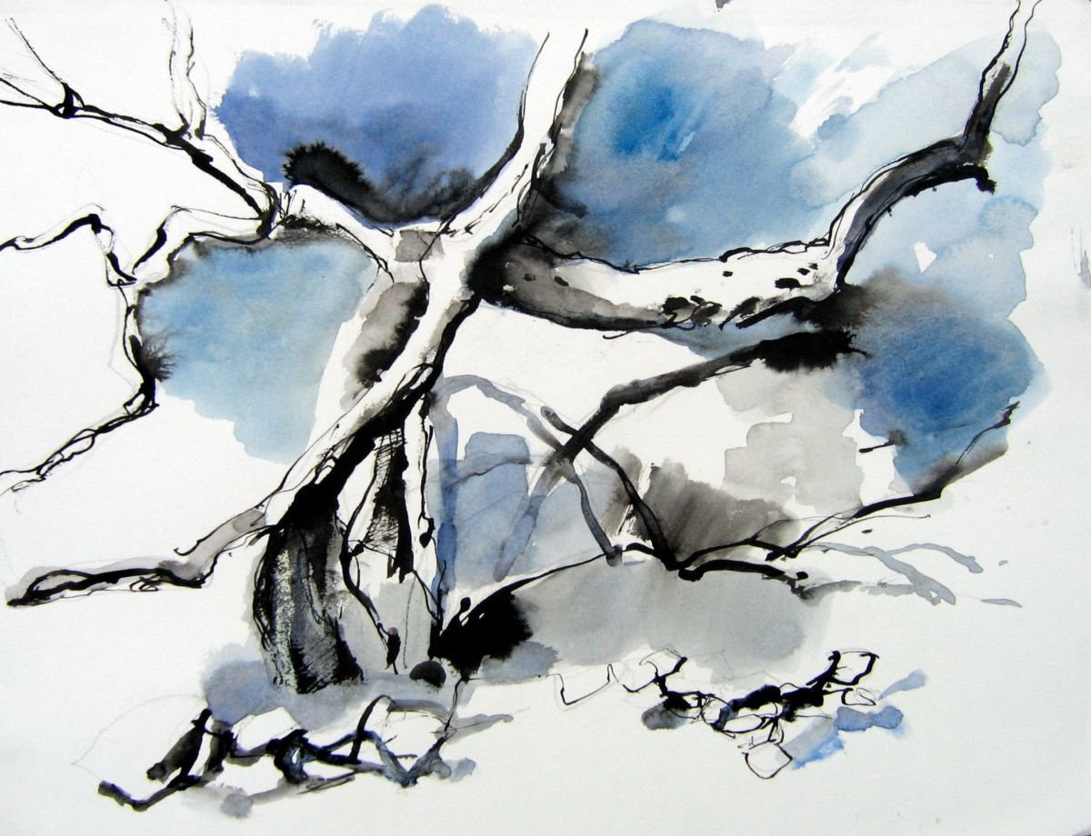 In the Olive  grove XVII by Goran Zigolic Watercolors