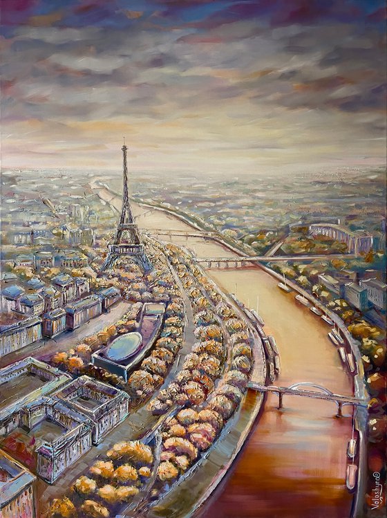 View of beautiful Paris. Original oil painting