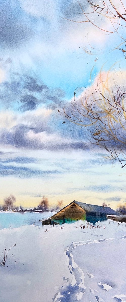 Winter morning in the village #2 by Eugenia Gorbacheva