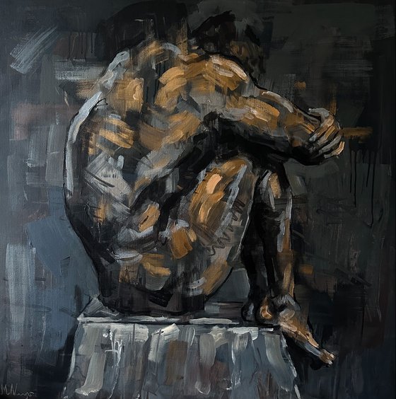 Nude male pose painting