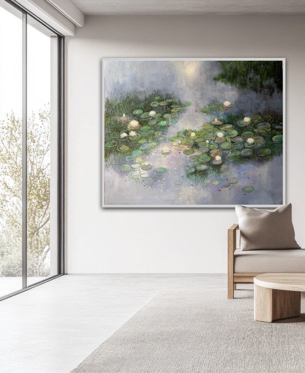 Impressionistic Landscape Acrylic Painting By Amita Dand, 60 X 48, Whispers Of Midnight, Original Artwork