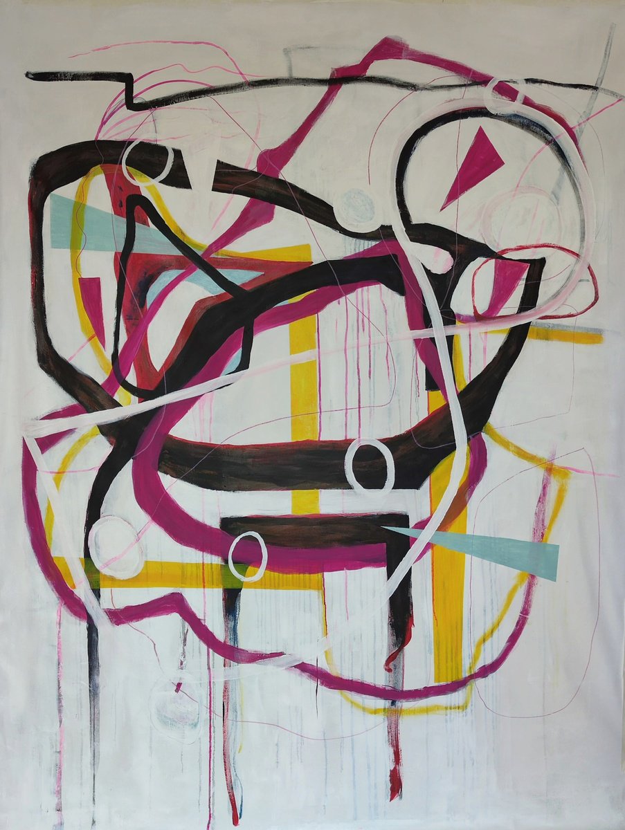 Organic Abstract Oil Painting By Chrissy Guest, 55 X 75, Insightful Decisions, Original Artwork