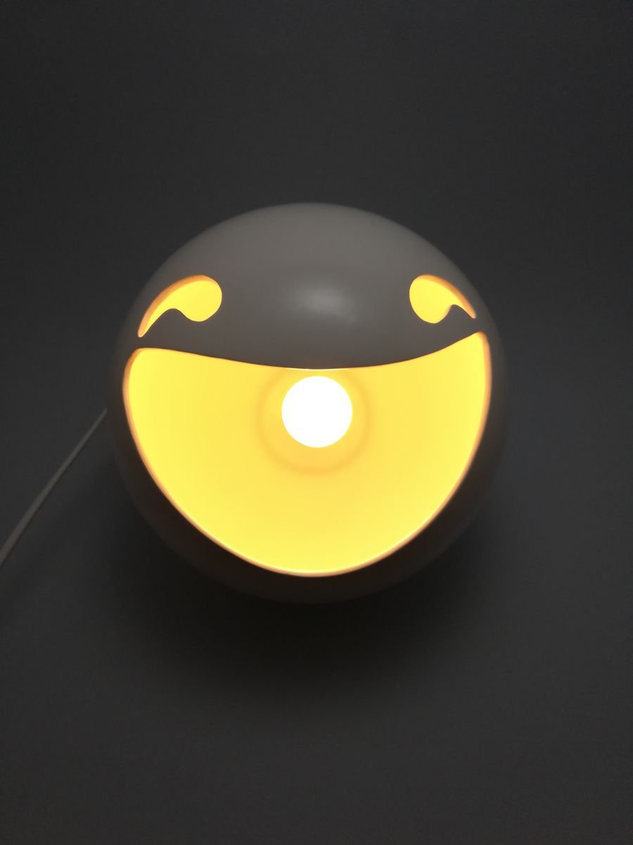 Urban And Pop Portrait Clay Sculpture By Zlatina Krusteva, 7 X 7", "Grinning Squinting Smiley", Original Artwork