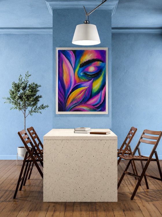 Astral Bloom — Oil Pastel Female eye