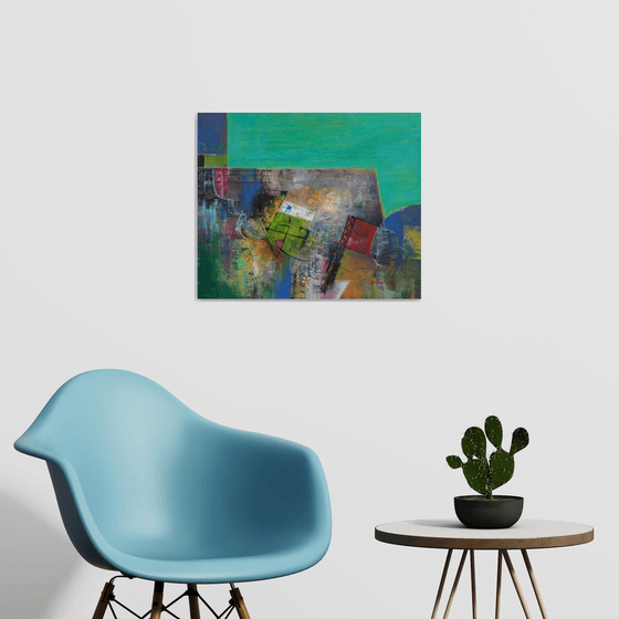 Abstract Painting, Landscape Sequence, Green Mint Oil Canvas Art