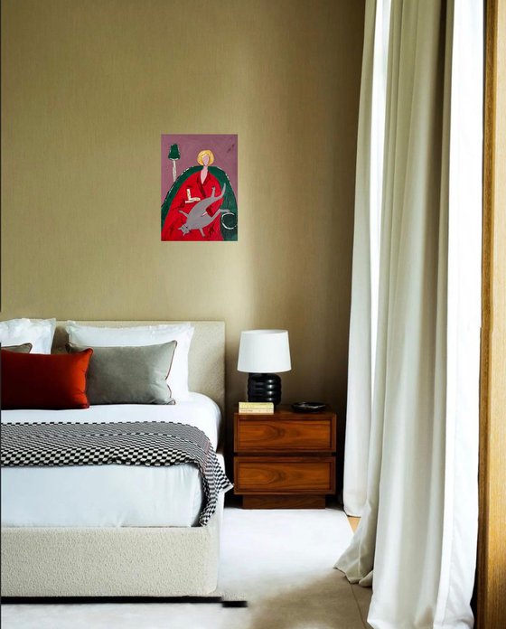 Woman Cat Original Painting