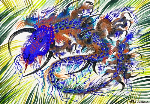 Dragon with blue head by Anna Onikiienko