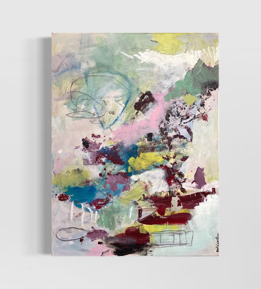 Organic Abstract Acrylic Painting By Kat Crosby, 18 X 24", Breaking Free, Original Artwork