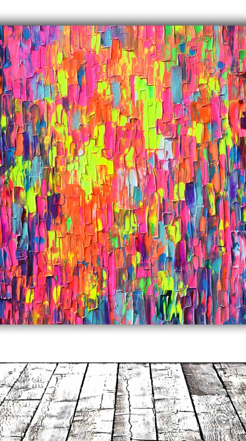 47.3x31.5'' Large Ready to Hang Abstract Painting - XXXL Colourful Modern Abstract Big Painting, Large Colorful Painting - Ready to Hang, Hotel and Restaurant Wall Decoration, Happy Gypsy Dance 3 by Soos Tiberiu