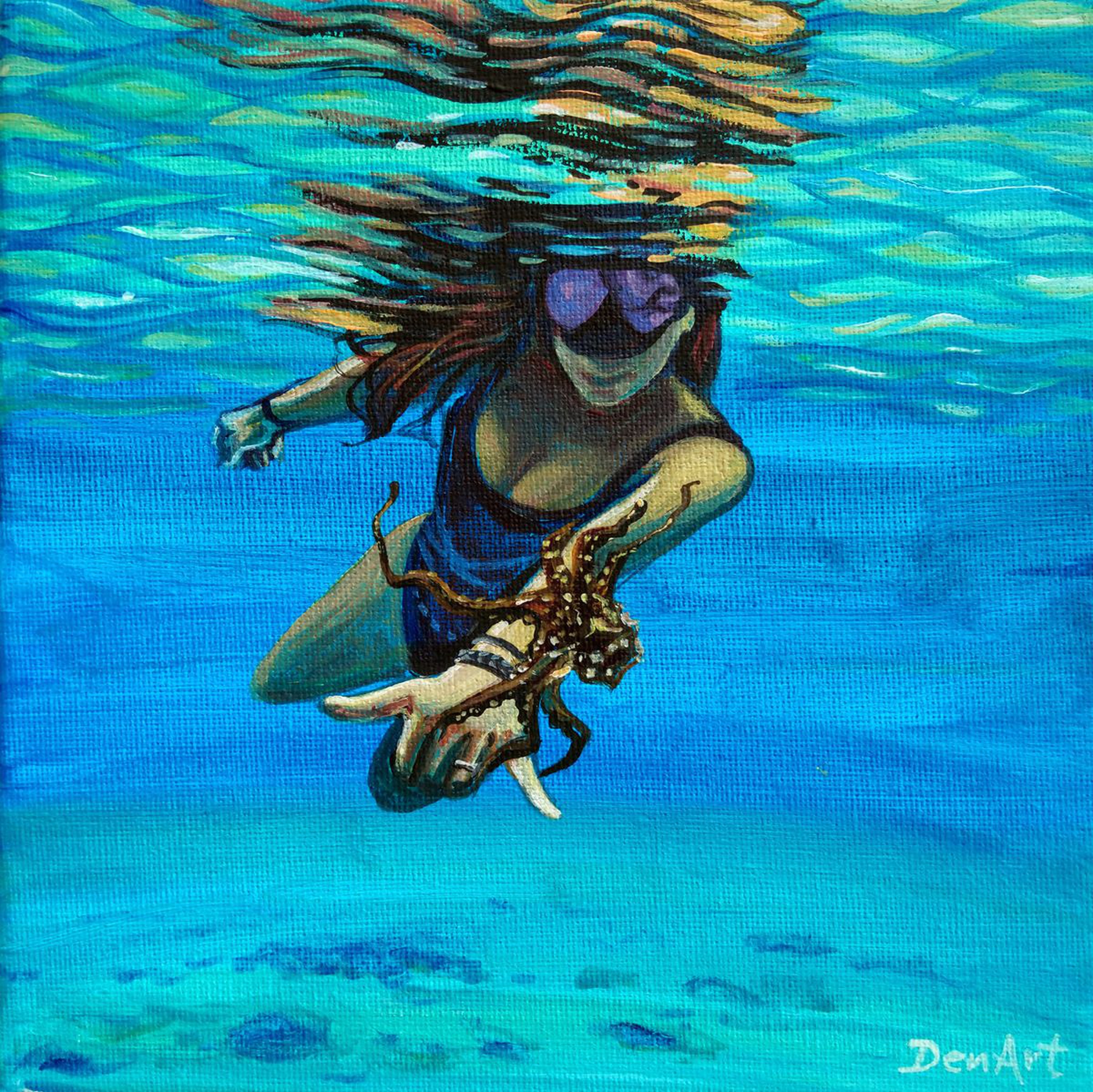 Underwater Fun Acrylic Painting By Eleni Denart Artfinder