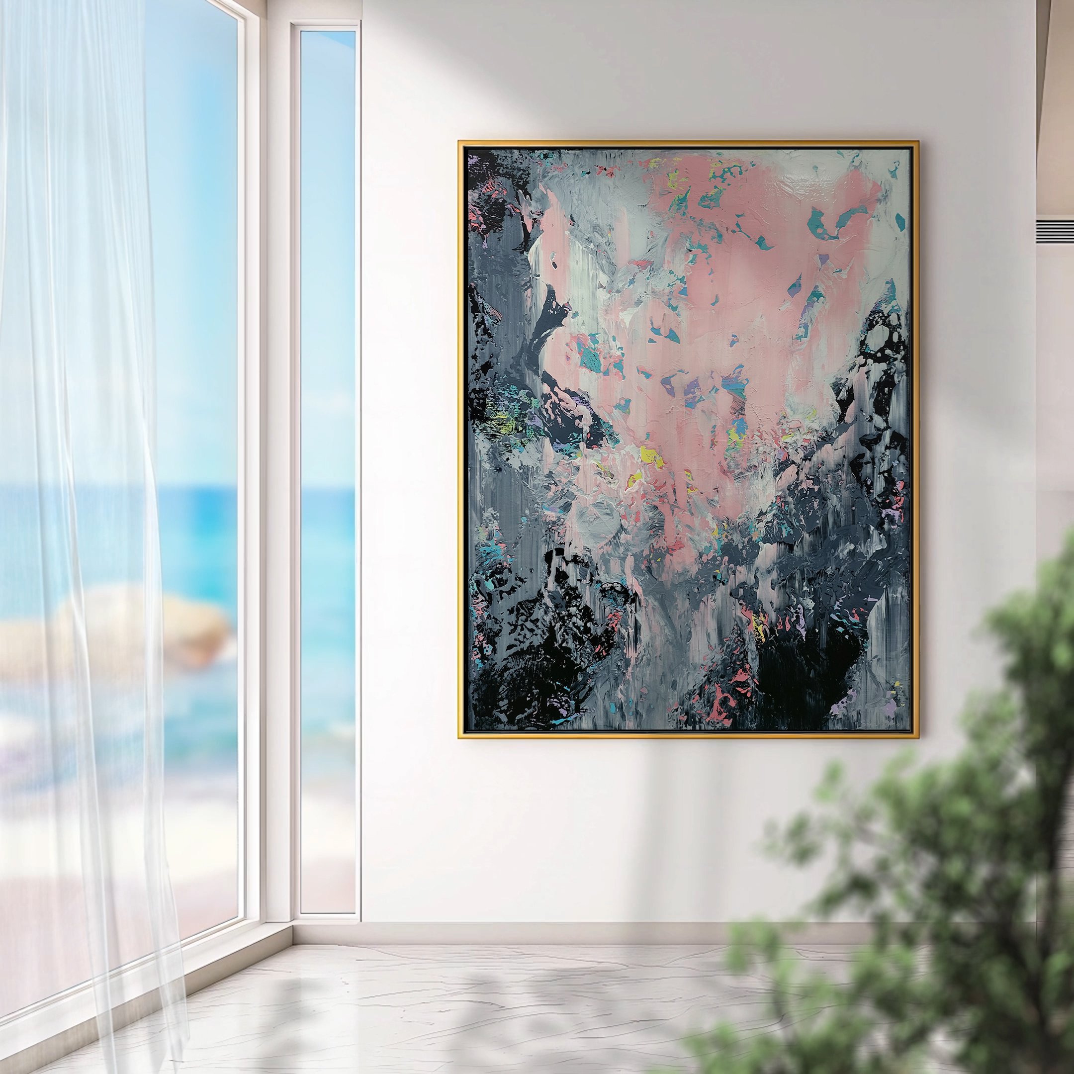 Abstract Acrylic Painting By Alex Senchenko, 39 X 47, Abstract 22130, Original Artwork