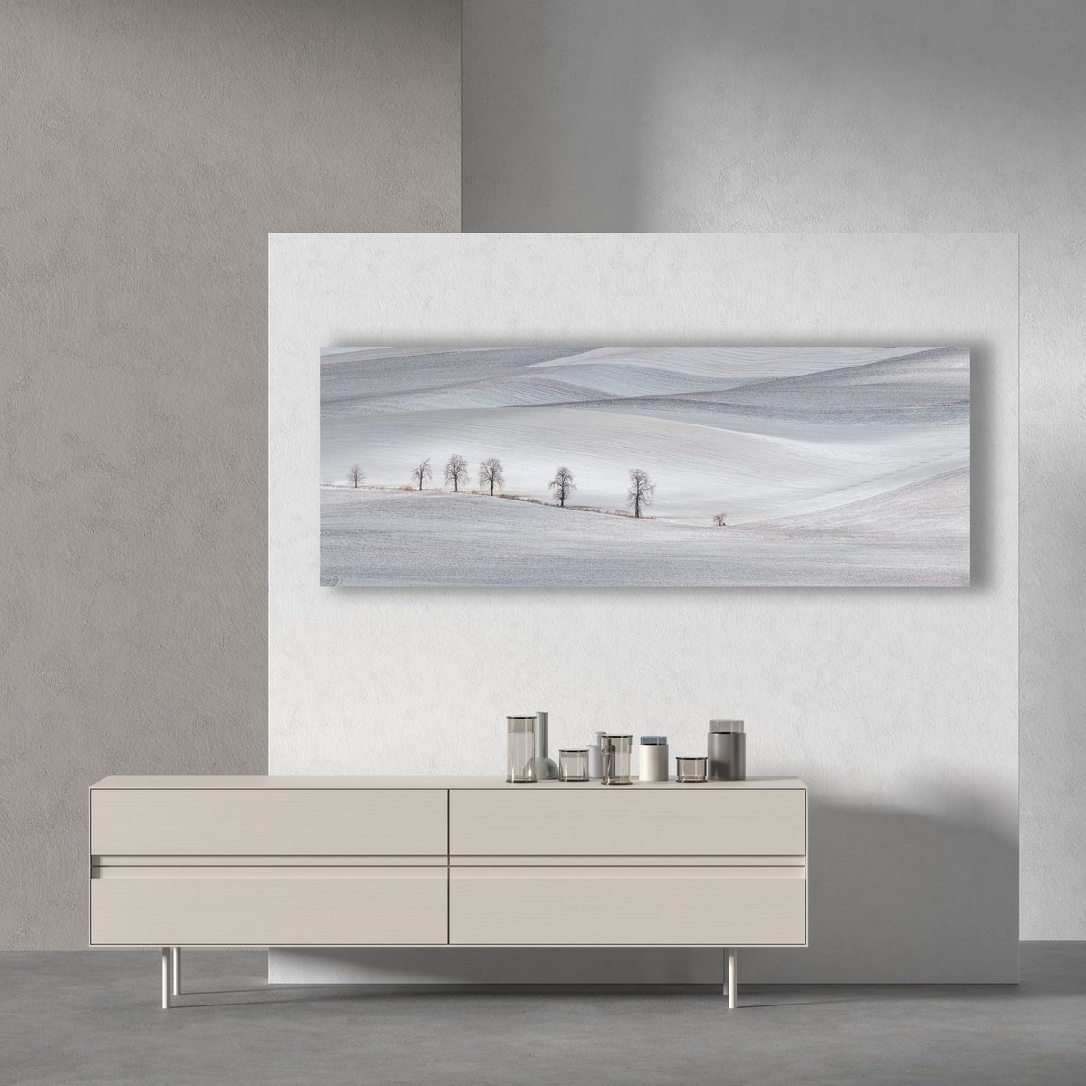 Photorealistic Landscape Photograph By Pavel Oskin, 64 X 24", Chestnuts In Winter, Original Artwork