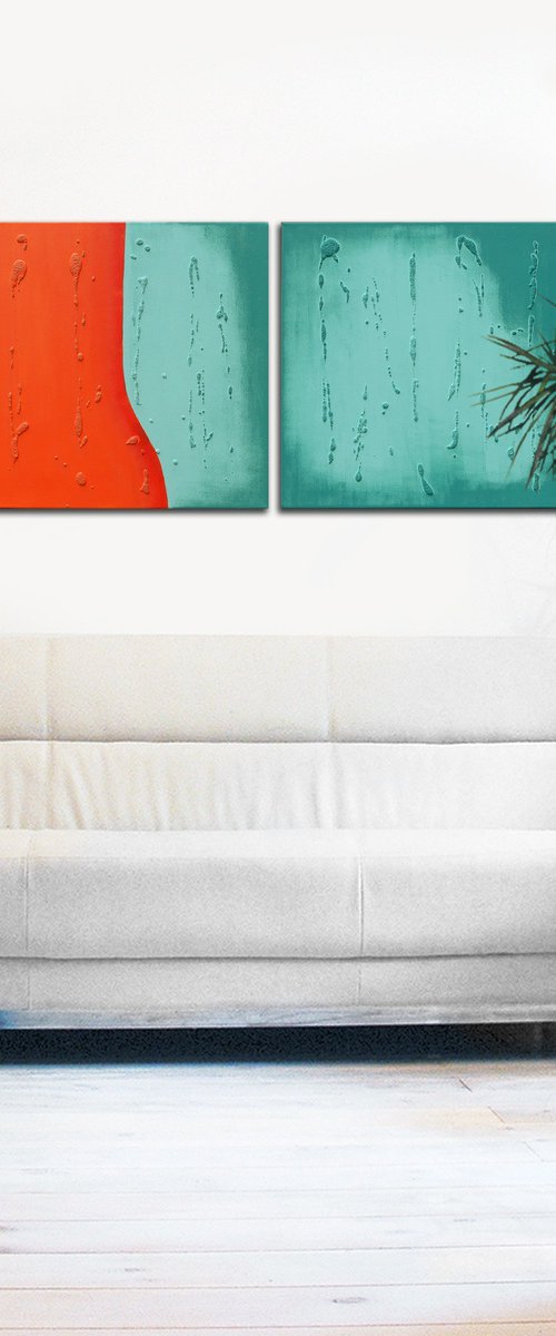 Stream Orange & Blue by Ronald Hunter