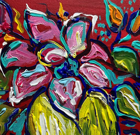 Vase and bright flowers