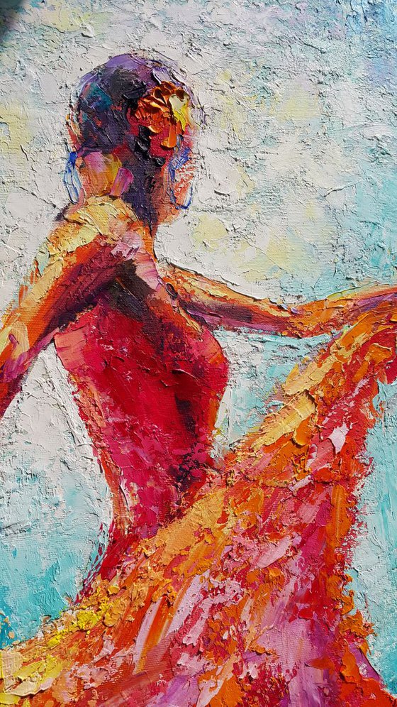 Painting original " Spanish Dance ", oil, canvas, impasto, palette knife