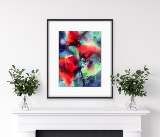 Red leaves - floral watercolor