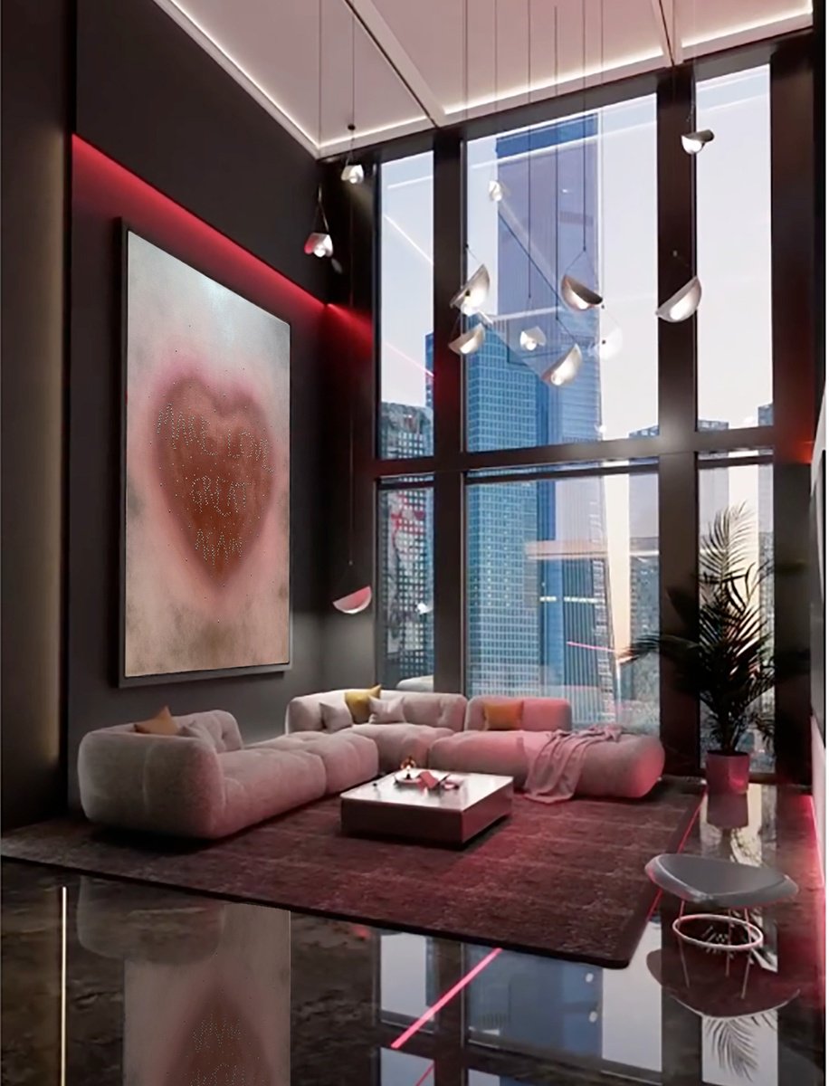 Urban And Pop Abstract Acrylic Painting By Indie Ru, 39 X 47, Make Love Great Again, Original Artwork