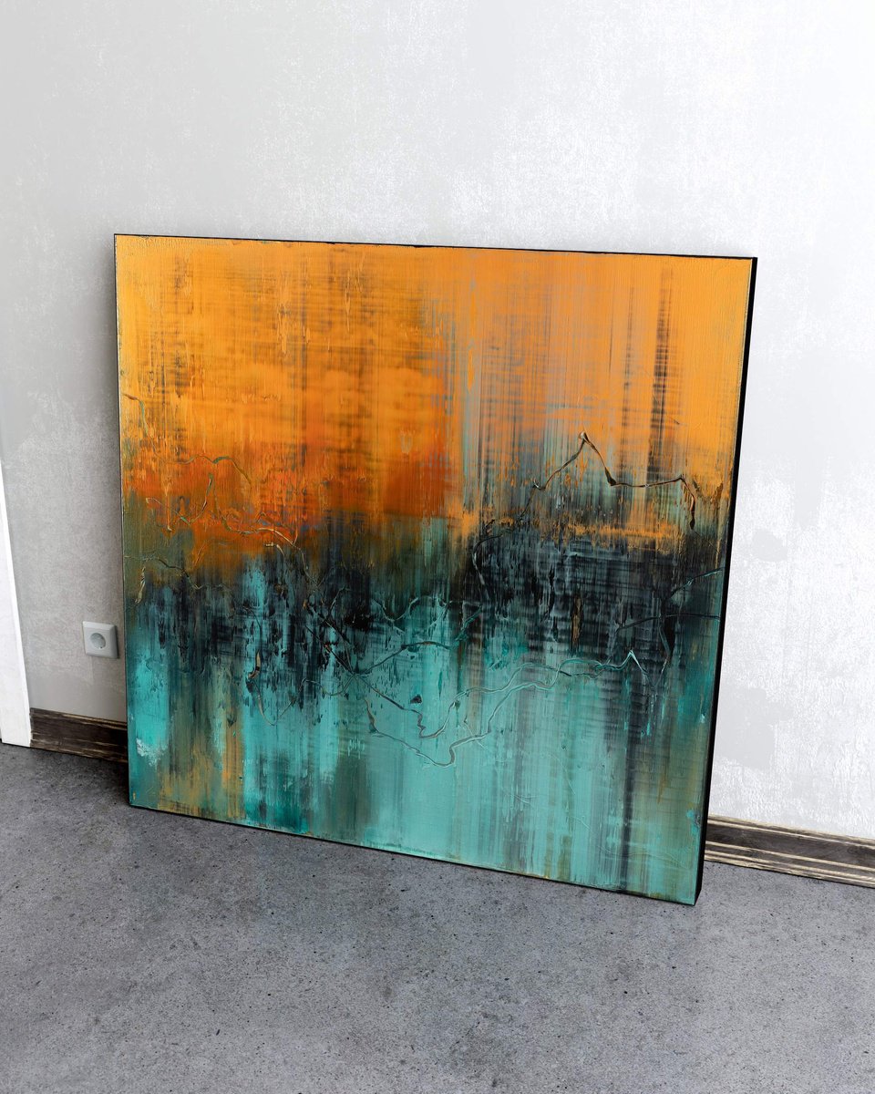 Organic Abstract Acrylic Painting By Nemanja Nikolic, 36 X 36", Quiet Night, Original Artwork