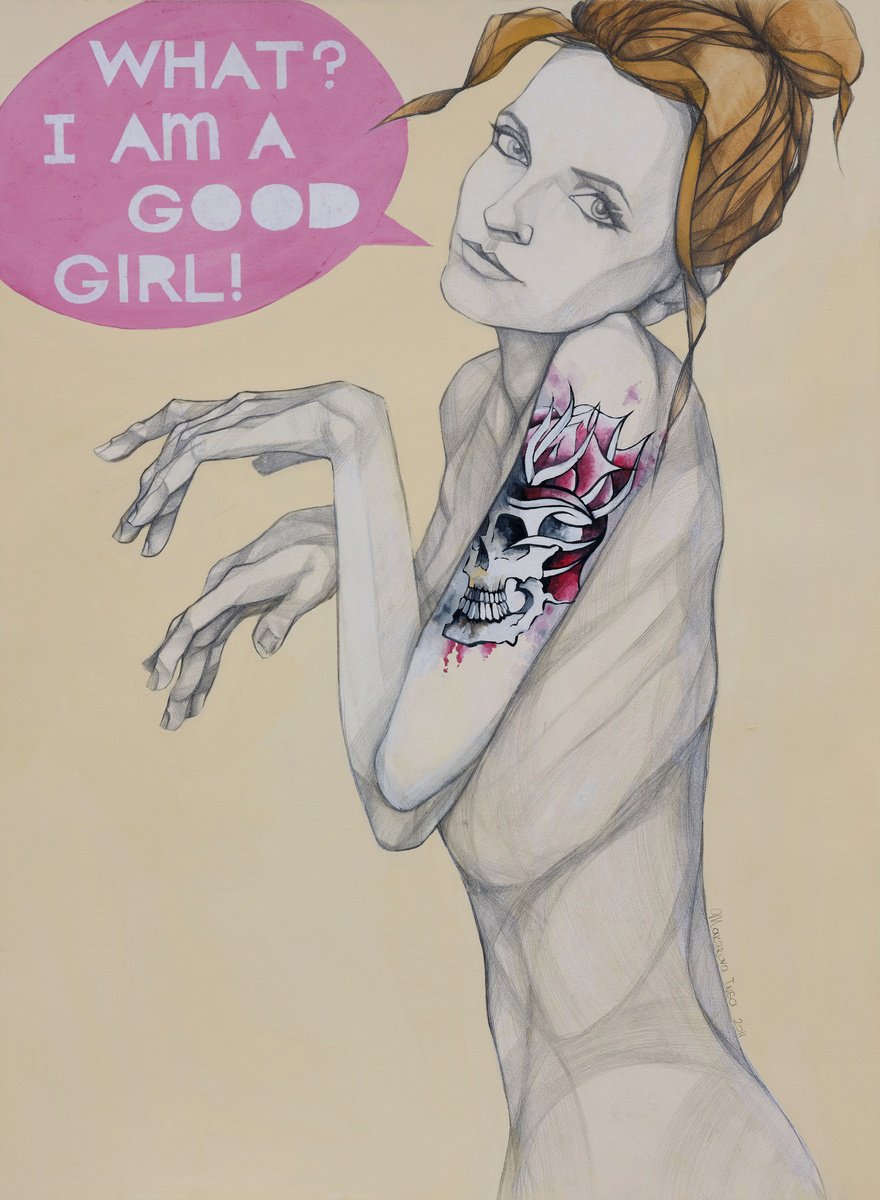 Urban And Pop Portrait Pencil Drawing By Inga Makarova, 24 X 33, Bunny, Original Artwork