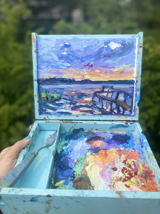 "Sunset in the Volga river"