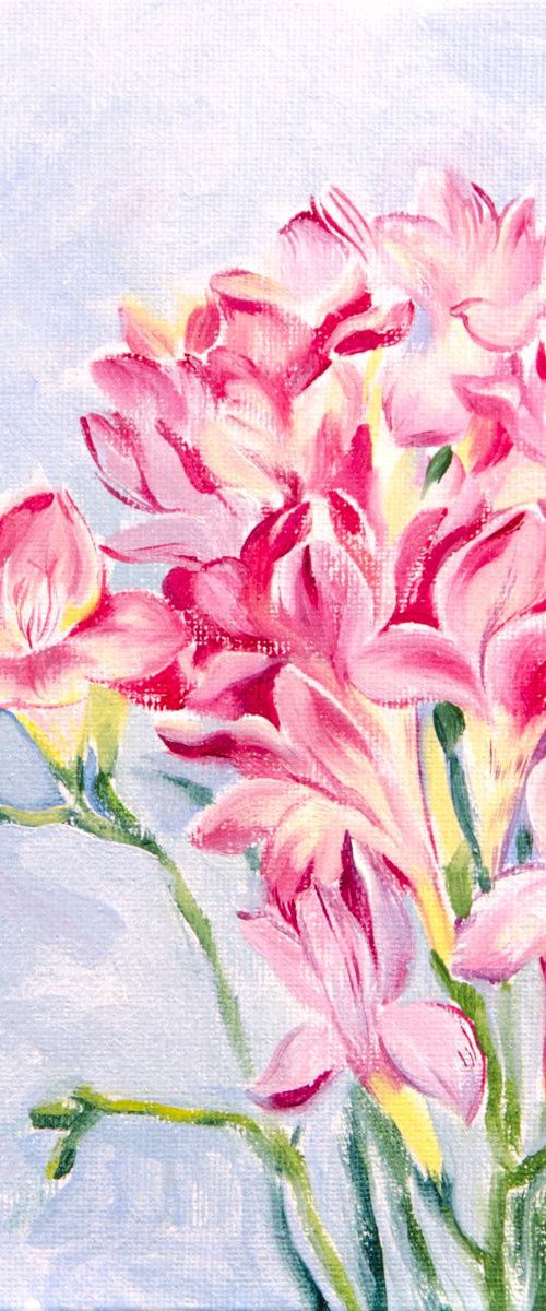 Pink Freesias by Daria Galinski
