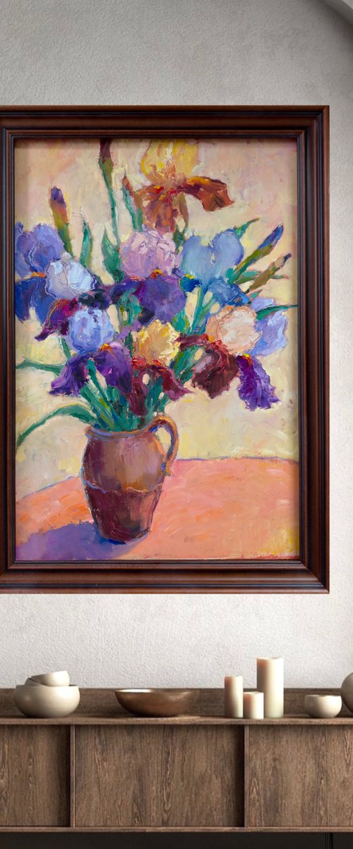 Irises in the morning light by Olha Laptieva